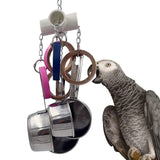Parrots Toy Bird Pots And Bagel Toy Parrots Stainless Steel Cups Cardboard Ring Toys For Mini Macaws African Greys Cockatoos