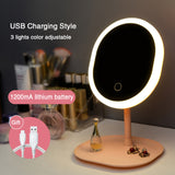 Led Makeup Mirror M007-1 USB Storage LED Face Mirror Adjustable Touch Dimmer Led Vanity Mirror Stand Up Desk Cosmetic Mirror