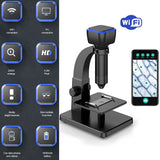 2000X Biological Digital Microscope 5MP WiFi/USB Connection Microscope Camera Video Dual Lens for Science Observing Coin Plants