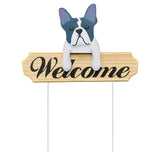 Smooth Dog Ornament Shop Window Garden Decor Craft Grassland Card Ground Insert Convenient Wooden Lightweight Door Sign For Yard