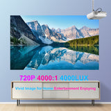 Salange P62 Mini Projector 4000 Lumens, 1920*1080P Supported LED Video Beamer For Mobile Phone Mirroring Android Optional