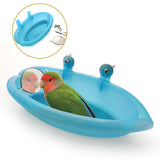 1pc Blue Plastic Pet Bird Bath Cage Parrot Bathtub With Mirror Bird Cage Pet Toys Birds Accessories