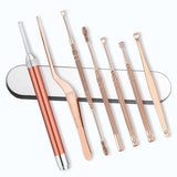 7pcs/set LED Flashlight Ear Wax Pickers Cleaner Stainless Steel Earpick Wax Remover Curette Ear Pick Cleaner Ear Cleaner