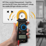 Digital Clamp Meter Smart Multimeter Measures Resistance Alternating and Direct Current Voltage Earth Live Line Diodes Yellow