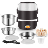 220V Mini Electric Rice Cooker 2/3 Layers Available Steamer Stainless Steel Inner Portable Meal Thermal Heating Lunch Box