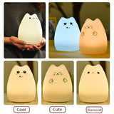 Silicone Touch Sensor LED Night Light For Children Baby Kids 7 Colors 2 Modes Cat USB Charging LED Night Lamp Surface Touch Lamp
