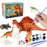 3D Dinosaur Arts Science DIY Painting Set Easter Crafts With 12 Color Safe Paint Apron Brushes Gifts Toy For Children Kids Boys