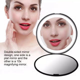 Mini Portable Lights LED Makeup Mirror 10X Magnify Hand Hold Foldable 12 LEDs Pocket Makeup Mirror Light Beauty Cosmetic Tool