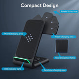 Wireless Charger,3 in 1 Fast Wireless Charging Station Dock for iPhone 12/12 Pro/11,for Apple Watch SE,Qi Phones