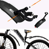 Bike Fenders,Retractable Mudguard for Road Mountain Bike, Adjustable Bike Mudguard with Flashing Tail Light