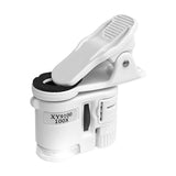 Clip Type Microscope 100x Magnifying Glass with Phone Clip Built-in LED Light UV Currency Detector for Most Smart Phone