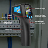 For Cooking Infrared Thermometer Adjustable Emissivity Loud Alarm ABS LCD Digital Baking Backlight BBQ Meat Home Non Contact