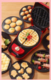 220V Non-stick Electric DIY Breakfast Machine Multifunctional Household Donut Waffle Cake Maker With 9 Plates EU/UK/AU Plug