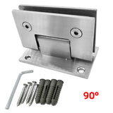 Hardware Hinge 90 Degree Opening 304 Stainless Steel Hinge Wall Mounted Glass Shower Door Hinge 6-12mm Hinge With Clamping Screw