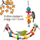 14 Pcs Bird Toys Set Swing Chewing Training Toys Small Parrot Hanging Hammock Parrot Cage Bell Perch Toys with Ladder