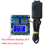 LCD Display Temperature Controller DC 12V Sensor Module Micro USB Humidity Thermostat Intelligent 2-Channel Relay High Accuracy