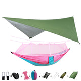 Outdoor Mosquito Net Parachute Portable Camping Hammock with Rain Fly Tarp,Nylon Hammocks Camping Hanging Sleeping Bed Swing