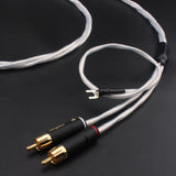 Hifi LP Silver-plated RCA HiFi Audio Tonearm Cable with Ground Wire