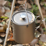 Lixada 750ml Titanium Coffee Cup Mug French Press Pot Coffee Maker Outdoor Camping Cooking Pot with Folding Titanium Spoon
