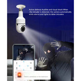 360° Moving Head Bulb Camera, HD Wifi Security Camera, Active Defense Ceiling Camera With Sound And Light Alarm