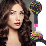 Rainbow Volume Anti-static Detangler Hair Curl Straight Massage Comb Color Hair Brush Styling Tools With Mirror