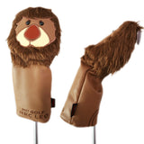 Golf Club Head Covers Cute Lion for Driver Fairway Hybrid PU Leather Waterproof with Number Tag Golf Wood Headcovers Utility