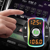 Mini Car FM Transmitter Bluetooth 5.0 MP3 Audio Player QC3.0 PD Fast Charging Wireless Handsfree Car Kit with LED Backlit