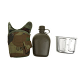 3 piece Army Military Camping Sport Water Bottle Canteen with Cup, Cover 34o