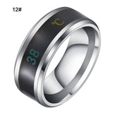 Smart Temperature Ring Fashion Stainless Steel Intelligent Temperature Sensor Rings Thermometer Finger Digital Temperature Meter