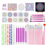 48pcs Mandala Dotting Tools Set for Painting Rock Stones Stencil Acrylic Stick Drawing Brush Kit