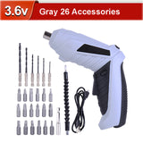 3.6V Cordless Electric Screwdriver Rechargeable Power Screwdriver Battery Electric Tool Twistable Handle LED Home DIY Power Tool