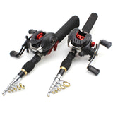 1.65m Fishing rod with reel telescopic  Portable Casting Rod and Reels set Travel Outdoor sports Trout  fishing fish Boat pole