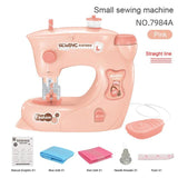 Kid Mini Sewing Machine Toy Electric Simulation DIY Mini Furniture Toy Design Cloth Knitting Machine Toddler Girl Play House Toy
