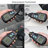 TASI TA8146C 2 in 1 Contact&amp;Laser Non-contact Digital Tachometer 2.5-99999RPM Photoelectric Rotation Speed Meter Memory Function