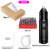 JUNEFOR Electric Screwdriver Set Rechargable Cordless Screwdriver Powerful Charging Screwdriver Small Screw With Bit Power Tools