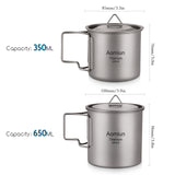 Aomiun Ultralight Titanium Cup Camping Water Mug Outdoor Portable Camping Picnic Water Cup Mug with Foldable Handle
