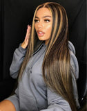 Wig Ladies Long Straight Hair Middle Split Color Rose Mesh Chemical Fiber Head Cover