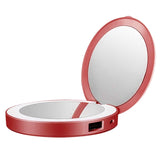 LED Mini Makeup Mirror Hand Held Fold Small Portable USB Cosmetic