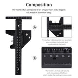 Aluminum Alloy High Accuracy Measuring Rustproof Home DIY Tool Marking Professional Woodworking Scriber Removable T Shaped Ruler