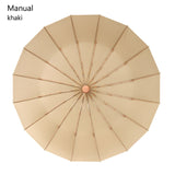 Vintage Umbrella 16 Bone Light Aluminum Alloy Rainy Solid Folding Windproof Large Umbrella Men Rain Women Gift Parasol
