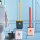 Silicone Toilet Brush With Holder Creative Household Bathroom Quick Cleaning Set Crevice Brush Long Handle Toilet Brush