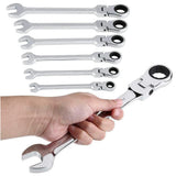 Flex Head Ratcheting Wrench Set,Combination Ended Spanner kits, Chrome Vanadium Steel Hand Tools Socket Key Ratchet Wrench set