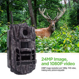 110° Wide Angle Hunting Camera 2.0" LCD Display Waterproof Game Camera 24MP 1080p HD Video 100ft. Range Detection Trail Camera