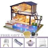 CUTEBEE DIY Dollhouse Kit Wooden Doll House Miniature House Furniture Kit Casa Music Led Toys for Children Birthday Gift A68B