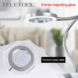 Magnifying Glass Desk Lamp,8X Magnifier Lamp Eye Protection Beauty Makeup Tattoo Light Reading LED Table Light with Clip