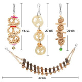 Bird Parrot Toys Wooden Hanging Swing Hammock Chewing Standing Climbing Ladders Perches Pet Cage Accessories
