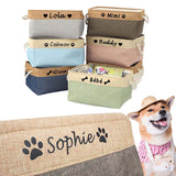 Personalized Pet Toy Storage Basket Toy Clothes Bin Dog Custom Name DIY Canvas Collapsible Box Free Print ID Pet Accessories