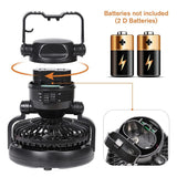 Camping Light Fan For Tent Portable Ceiling Fan With LED Light Camping Hanging Lantern For Survival Hiking Emergency