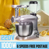 Stand Mixer Stainless Steel Bowl 6-speed Kitchen Food Blender Juicer Meat Grinder Cream Egg Whisk Cake Dough Kneader Bread Maker