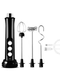 Electric Egg Beater 3-Speeds USB Rechargeable Mixer Heads Eggbeater Frother Stirrer Coffee Milk Drink Blender